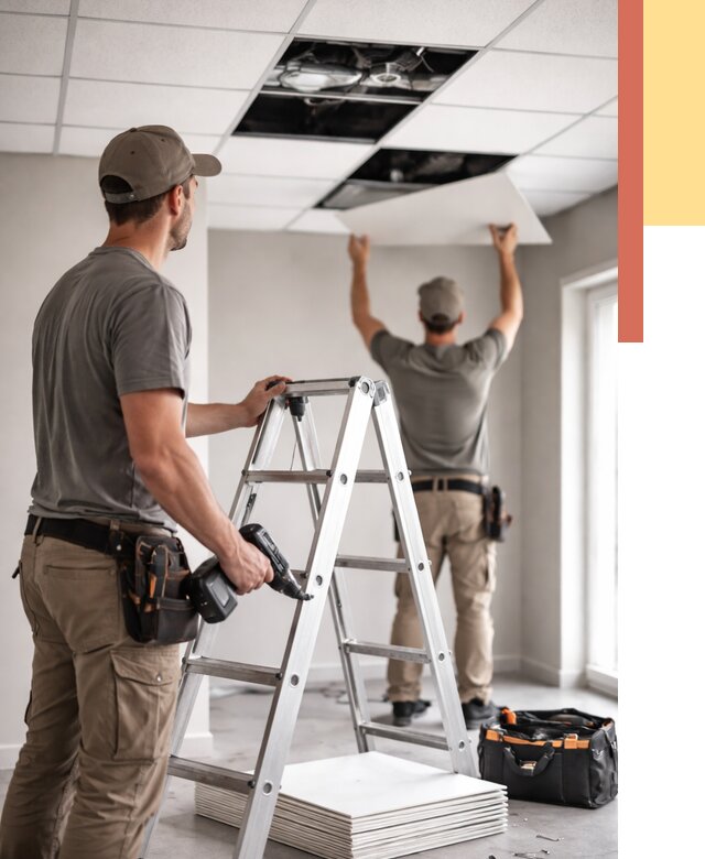 Обслуживание подвесного потолка в Сосновоборске от 3621 руб. — быстро и недорого | ОТДЕЛОЧНИК-Ссб