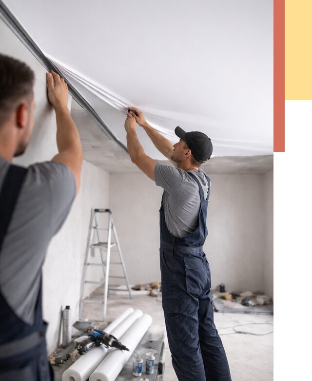 Монтаж матового натяжного потолка в Сосновоборске от 4655 руб./м² — быстро и недорого | ОТДЕЛОЧНИК-Ссб