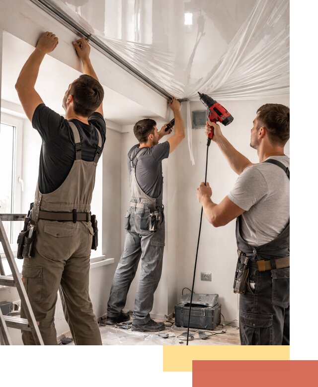 Монтаж глянцевого натяжного потолка в Сосновоборске быстро и качественно