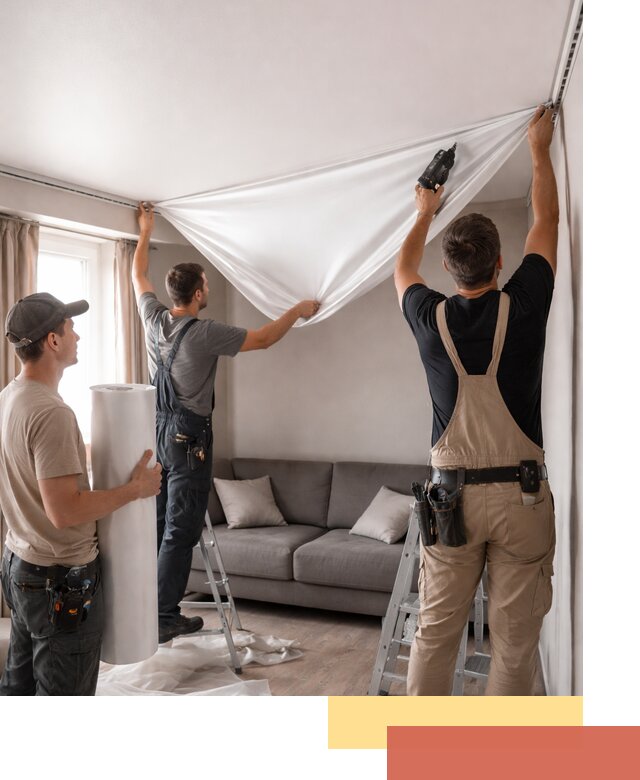 Монтаж сатинового натяжного потолка в Сосновоборске качественно и быстро