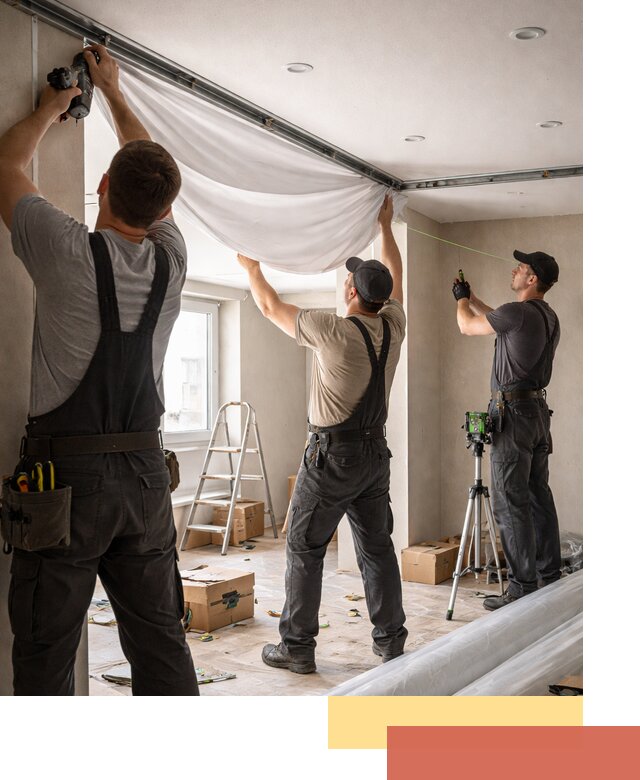 Монтаж парящего натяжного потолка под ключ в Сосновоборске