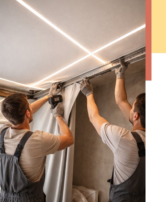 Монтаж натяжного потолка со световыми линиями в Сосновоборске от 1241 руб. | ОТДЕЛОЧНИК-Ссб