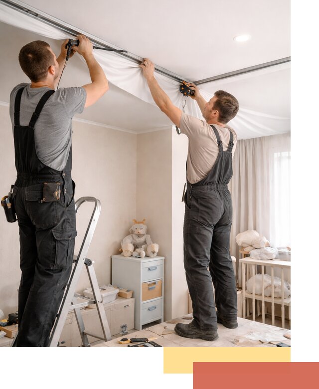 Монтаж натяжного потолка в детской комнате в Сосновоборске