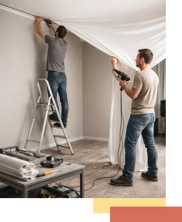 Монтаж натяжного потолка в студии в Сосновоборске