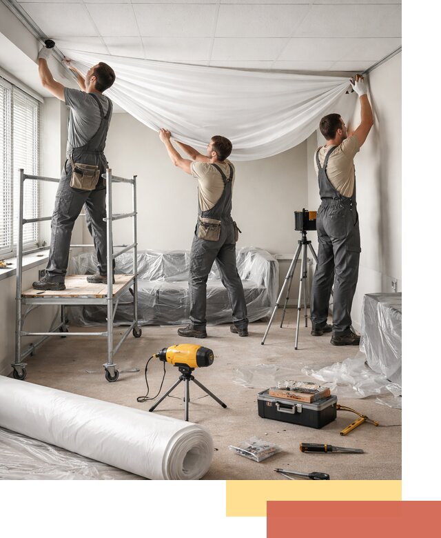 Монтаж натяжного потолка в офисе в Сосновоборске