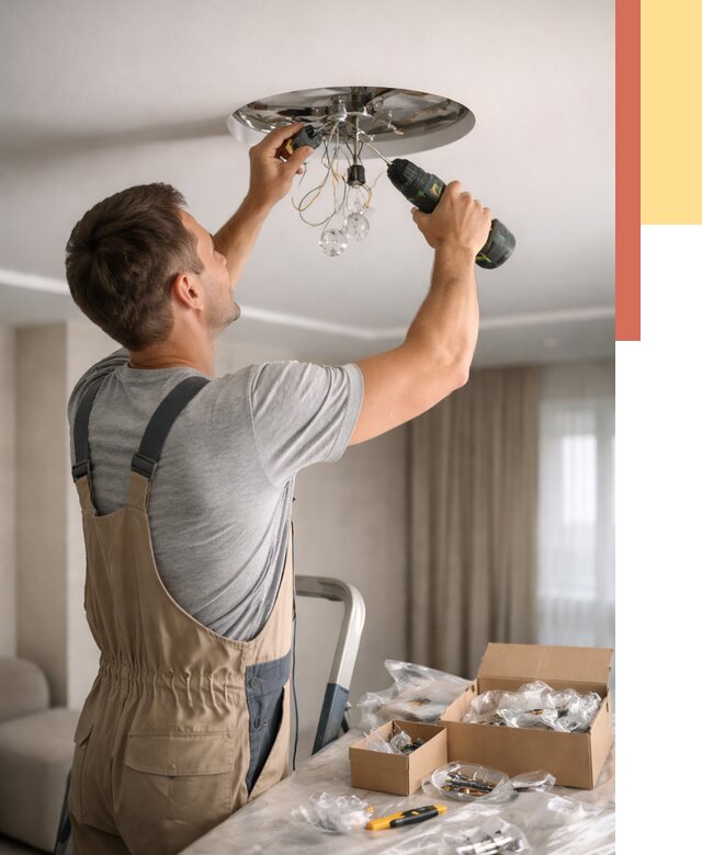 Установка люстры в натяжной потолок в Сосновоборске от 1241 руб. | Быстро и недорого — ОТДЕЛОЧНИК-Ссб