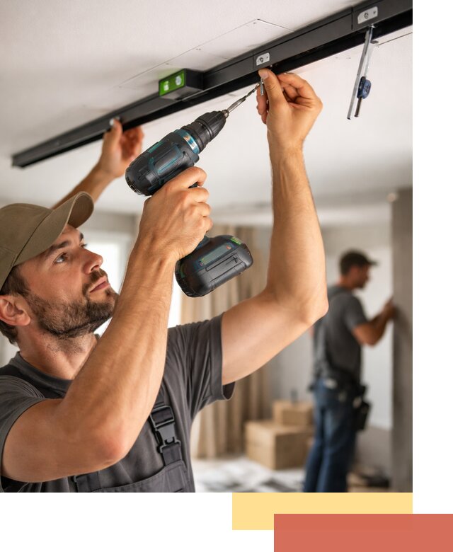 Установка трековых светильников в натяжной потолок в Сосновоборске