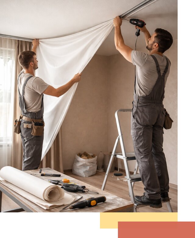 Замена полотна натяжного потолка в Сосновоборске быстро и качественно