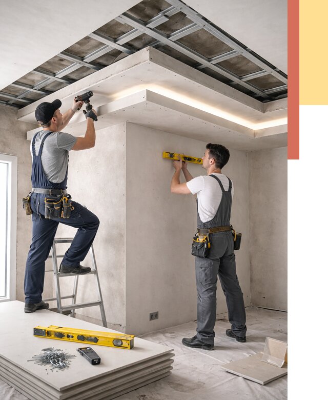 Двухуровневый потолок из гипсокартона в Сосновоборске от 1500 руб. под ключ | ОТДЕЛОЧНИК-Ссб