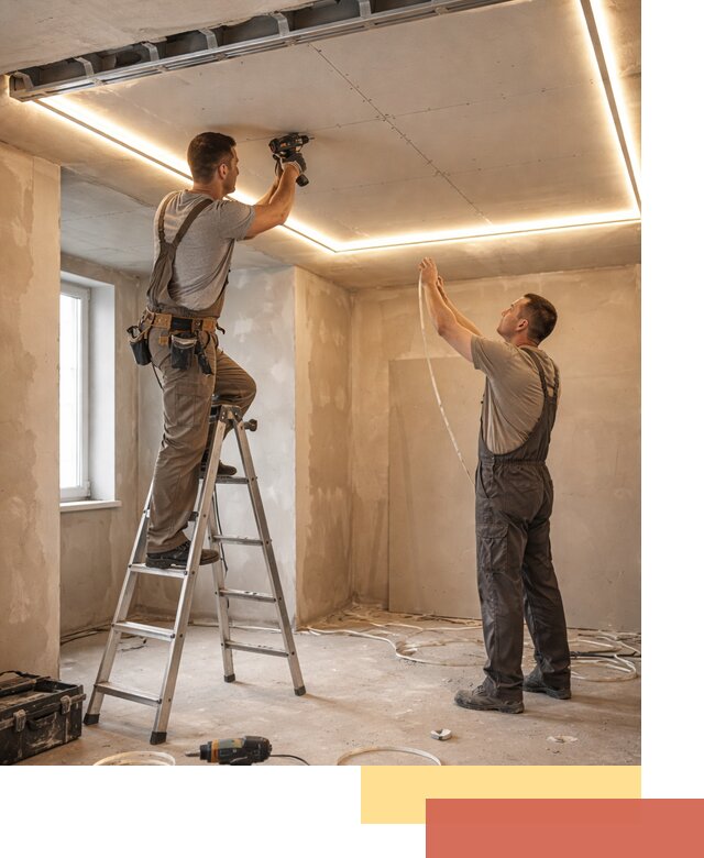 Потолок из гипсокартона с подсветкой в Сосновоборске