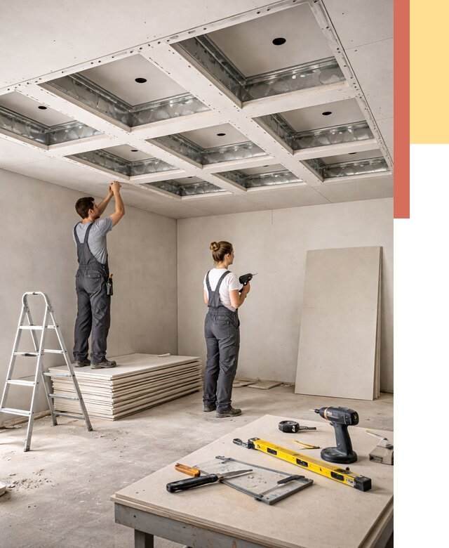 Кессонный потолок из гипсокартона в Сосновоборске от 1914 руб. — монтаж и под ключ | ОТДЕЛОЧНИК-Ссб