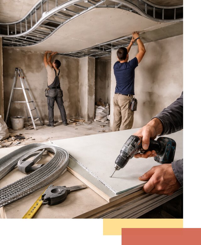 Криволинейный потолок из гипсокартона в Сосновоборске — монтаж и отделка