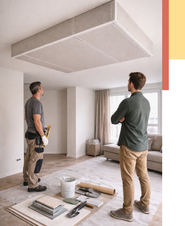 Короб на потолке из гипсокартона в Сосновоборске от 2276 руб. — монтаж и услуги под ключ | ОТДЕЛОЧНИК-Ссб