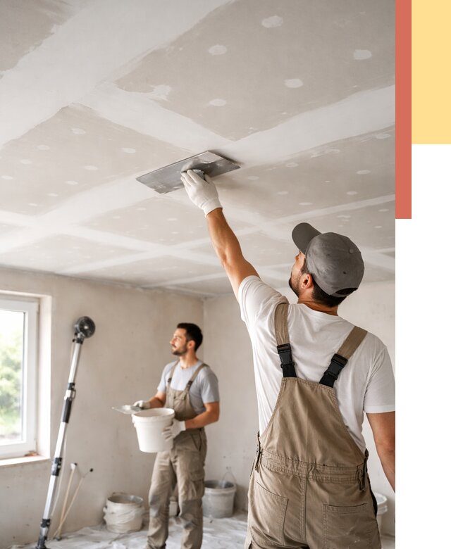 Шпаклевка потолка из гипсокартона в Сосновоборске от 3310 руб./м2 — услуги под ключ | ОТДЕЛОЧНИК-Ссб