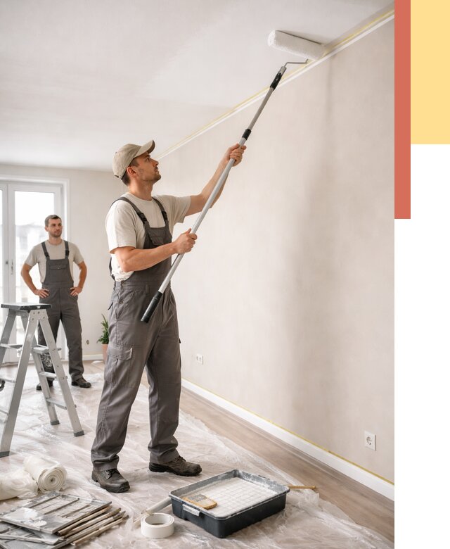 Покраска потолка из гипсокартона в Сосновоборске от 4655 руб./м2 — услуги под ключ | ОТДЕЛОЧНИК-Ссб