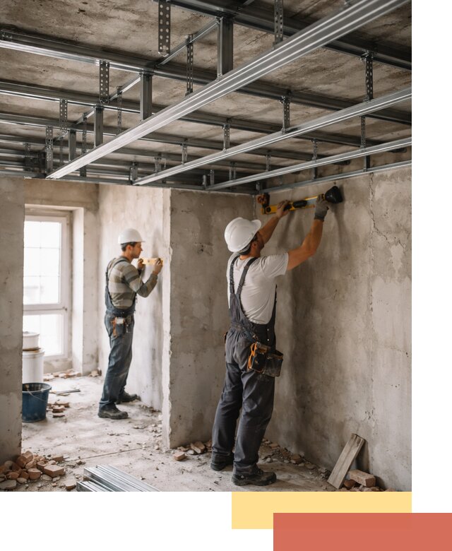 Монтаж каркаса потолка из профильного профиля в Сосновоборске