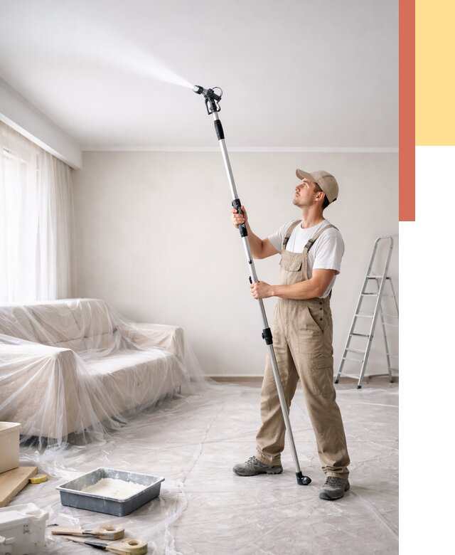 Покраска потолка краскопультом в Сосновоборске от 4655 руб. быстро и недорого | ОТДЕЛОЧНИК-Ссб