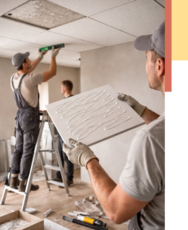 Монтаж потолочной плитки в Сосновоборске от 4655 руб. — быстро и недорого | ОТДЕЛОЧНИК-Ссб